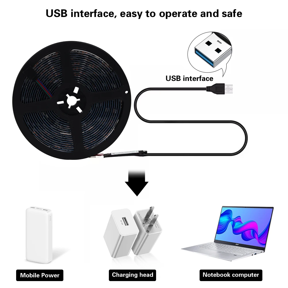 5V USB LED RGB Streifen Licht 5050 Bluetooth-kompatible Fernbedienung 24key 44key Kit USB Power wasserdichte Flex Tape TV Hintergrund beleuchtung