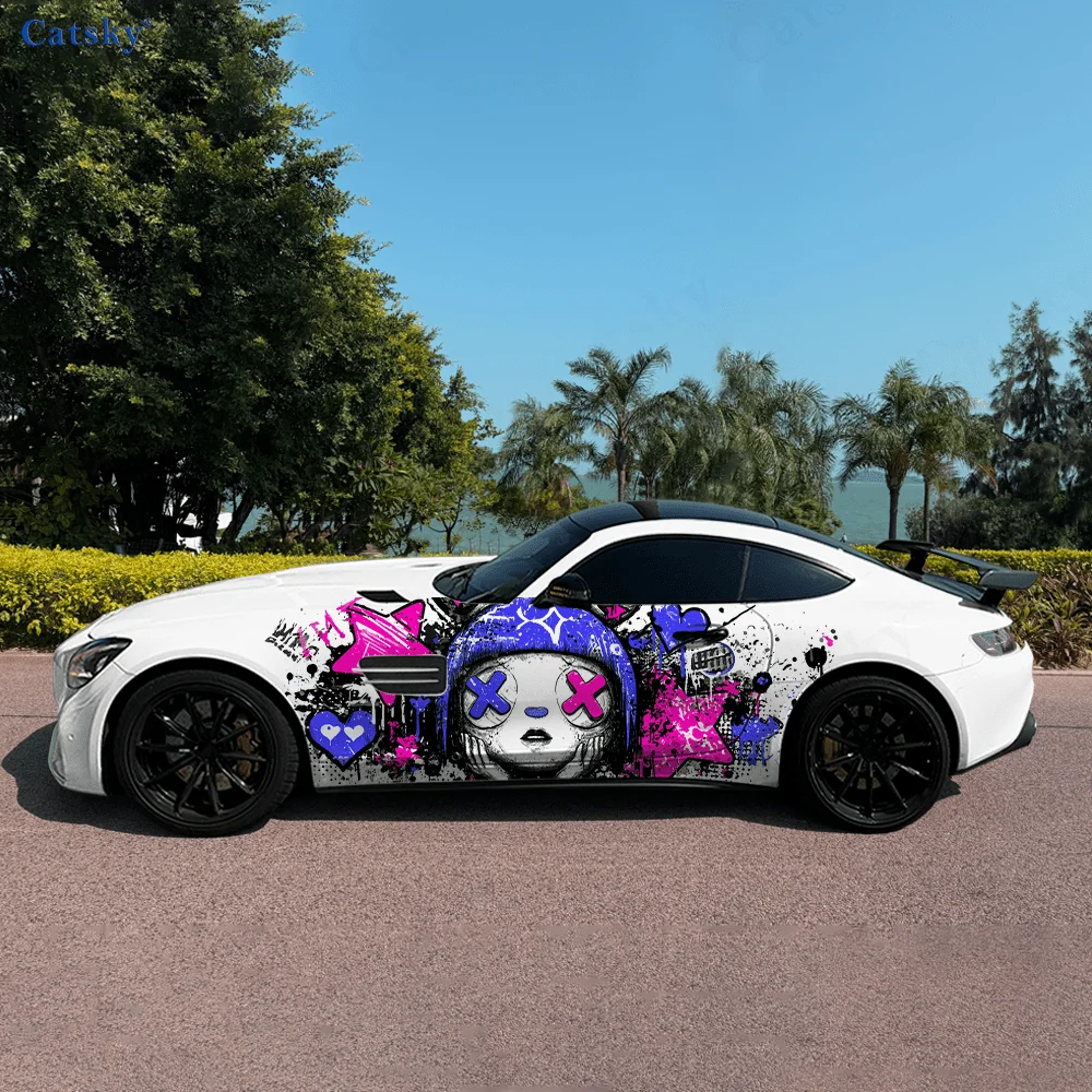 

X Doll Graffiti Floral Car Side Sticker Decoration,PVC Waterproof Scratch Resistant Decal,Car Protection,Auto Accessories Gift