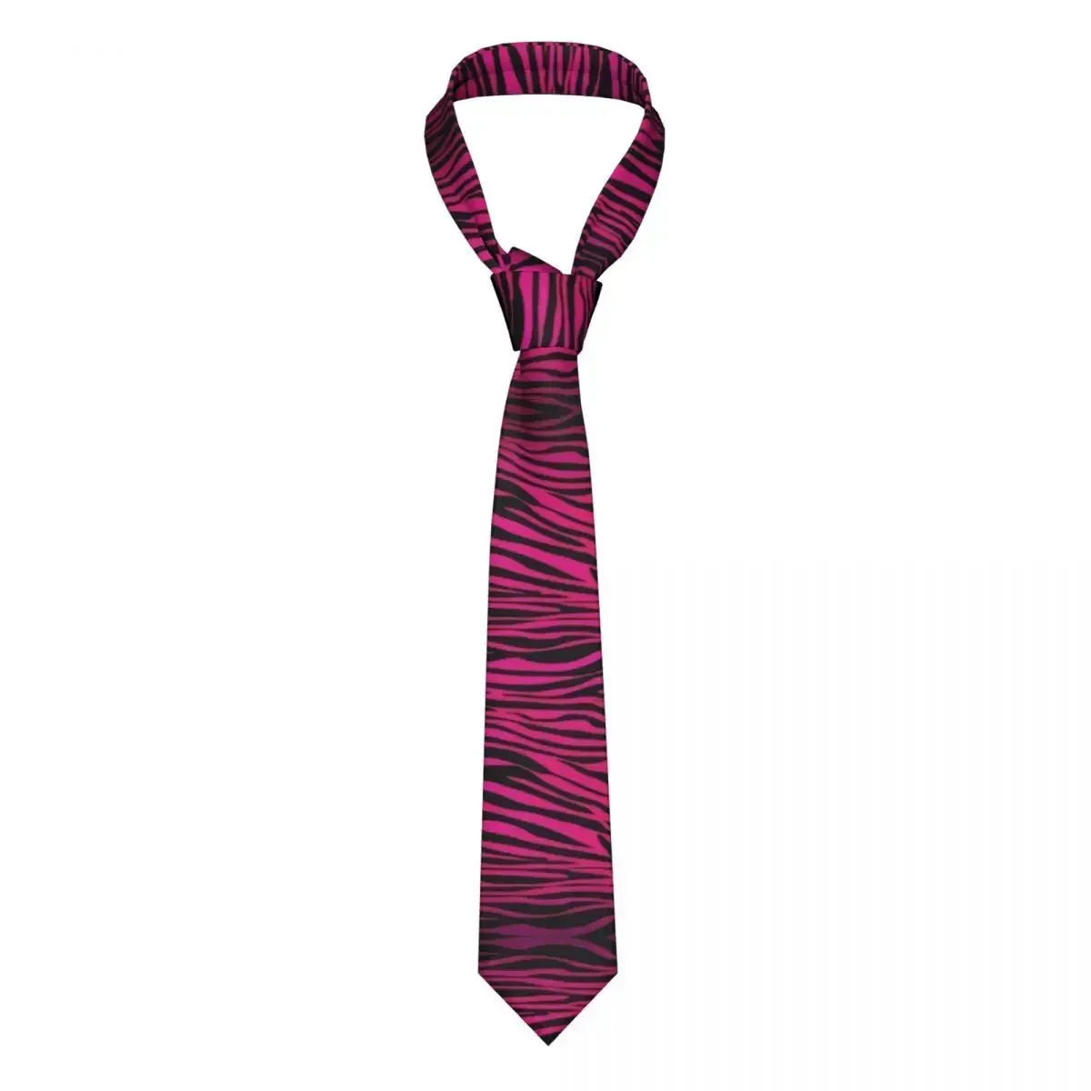 Gravatas góticas rosa zebra listras masculinas e femininas, gravatas finas de poliéster com 8 cm de largura para camisa masculina, acessórios de casamento