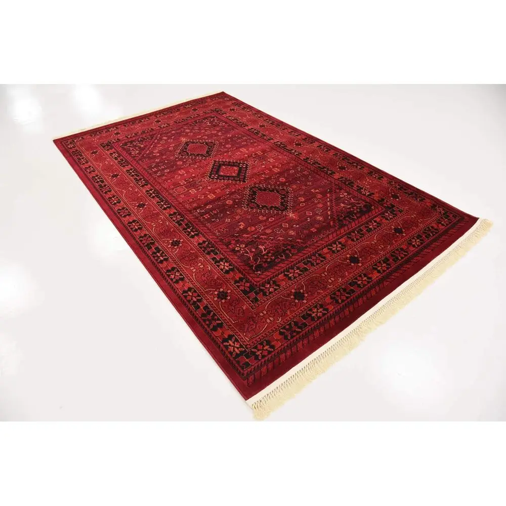 Sheibani Tekke Area Rug - 5'3 x 8' Red and Black Rectangle