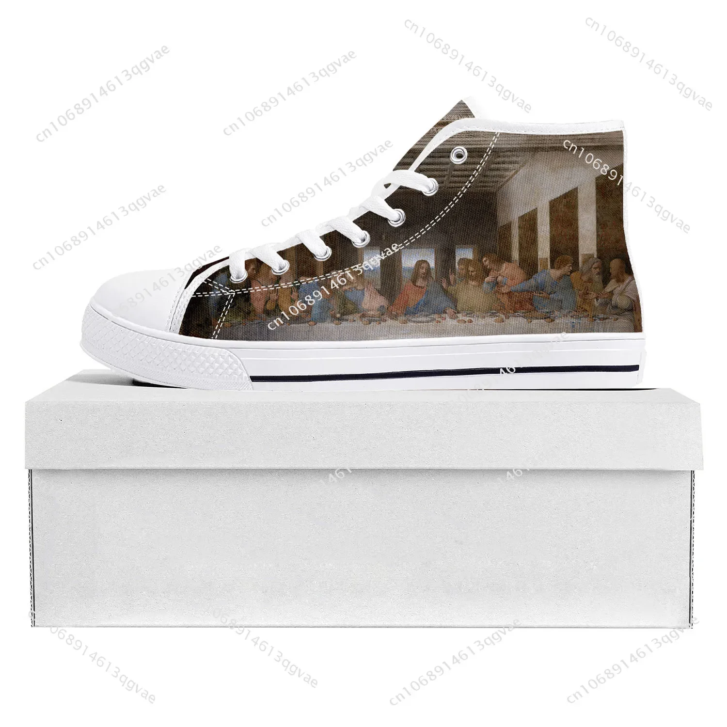 Da Vinci Last Supper High Top Sneakers Mens Womens Teenager Canvas High Quality Sneaker Casual Custom Made Shoes Customize Shoe