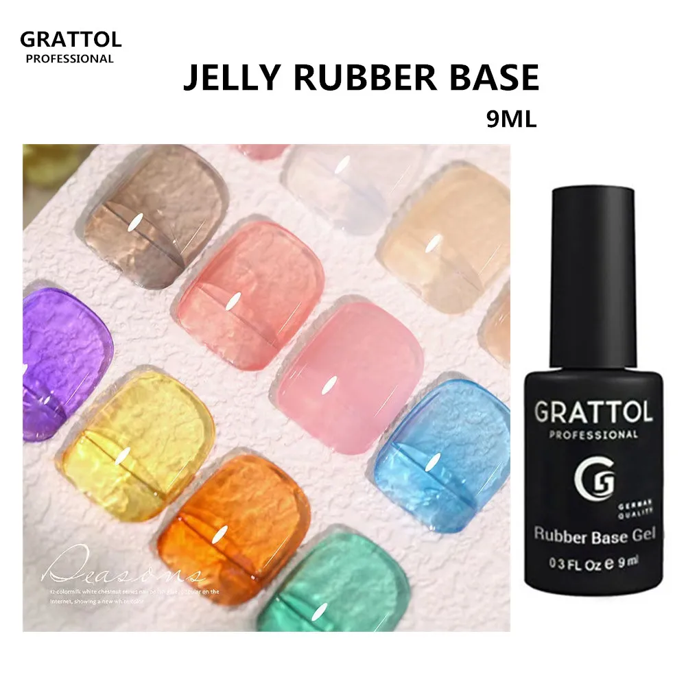 GRATTOL Professionelle Gelee Gummi Basis Gel Nagellack 12ML UV Semi Permanent Vernis Lack Nude Farbe Basis Mantel 2 IN 1 Basis