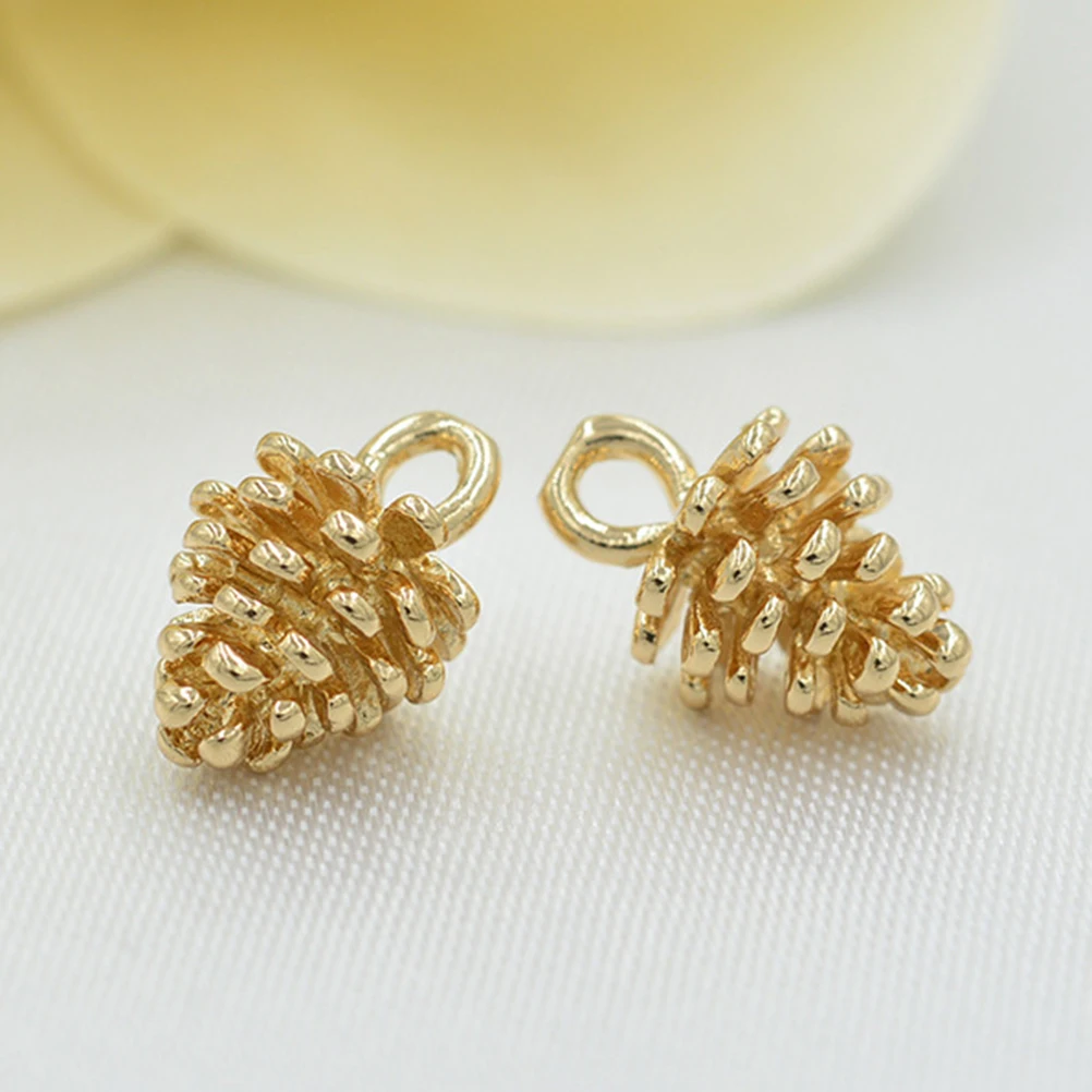 

100Pcs Retro Design Pine Cone Shape Pendant Diy Jewelry Making Accessories Golden Alloy Necklace Bracelet Keychain Supplies