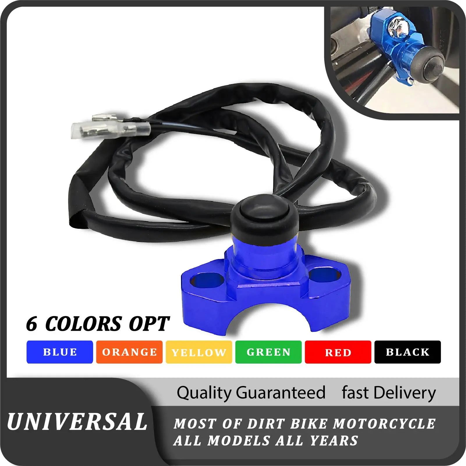 

CNC Universal Motorcycle Engine Stop Start Kill Switch Momentary Push Button Switch For Yamaha Kawasaki KTM Honda CRF250 CRF450