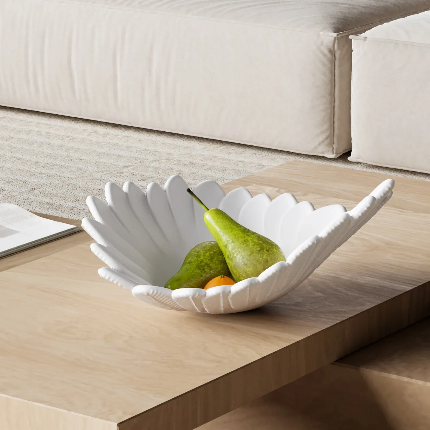 Ceramic Trays Geometric Feather Fruit Plate Desk Storage Container Snack Bowl Feather Tray Jewelry Dish Trinket Dish