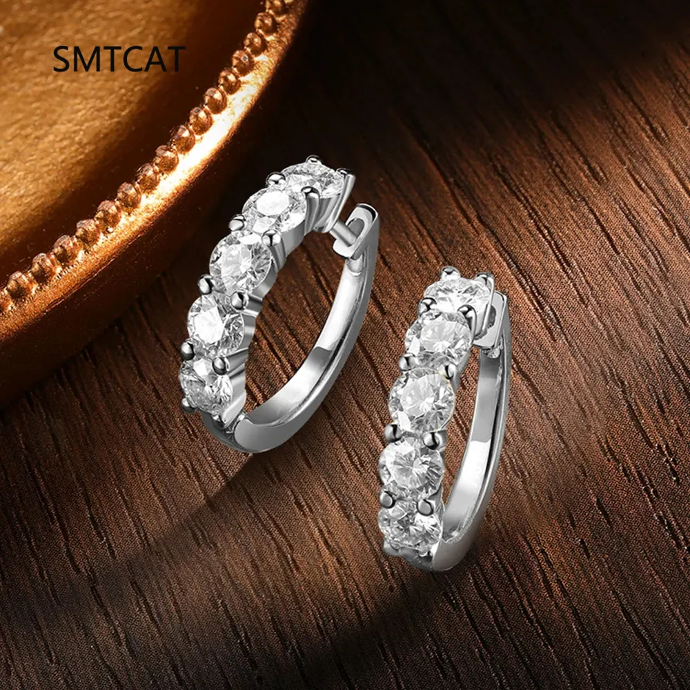 

4mm D Color Moissanite Earrings For Women Gift S925 Sterling Silver Plated 18K Sparkling Lab Diamond Hoop Earrings Huggies