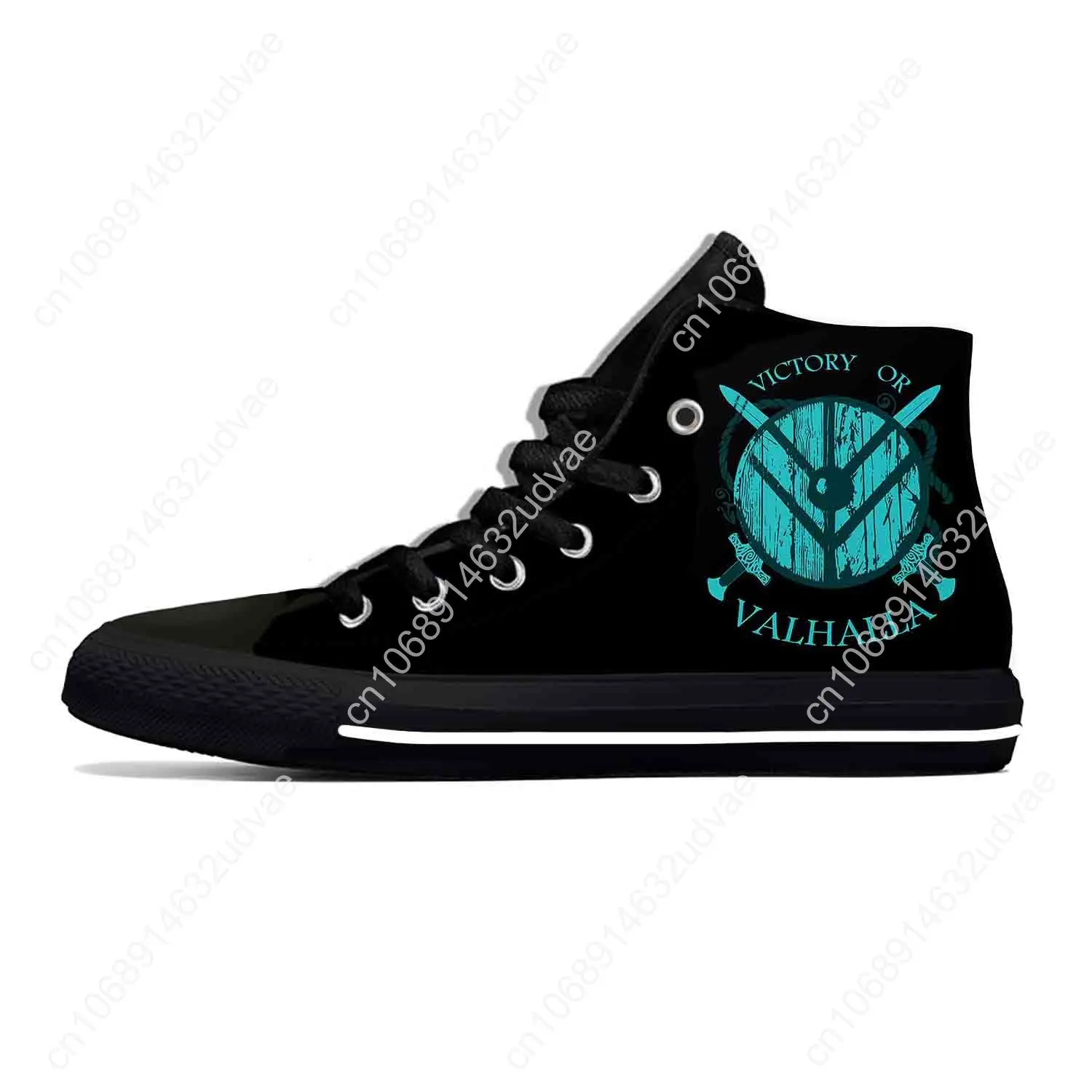 Victory Or Valhalla Odin Viking Legend Fashion Casual Cloth Shoes High Top Lightweight Breathable 3D Print Men Women Sneakers