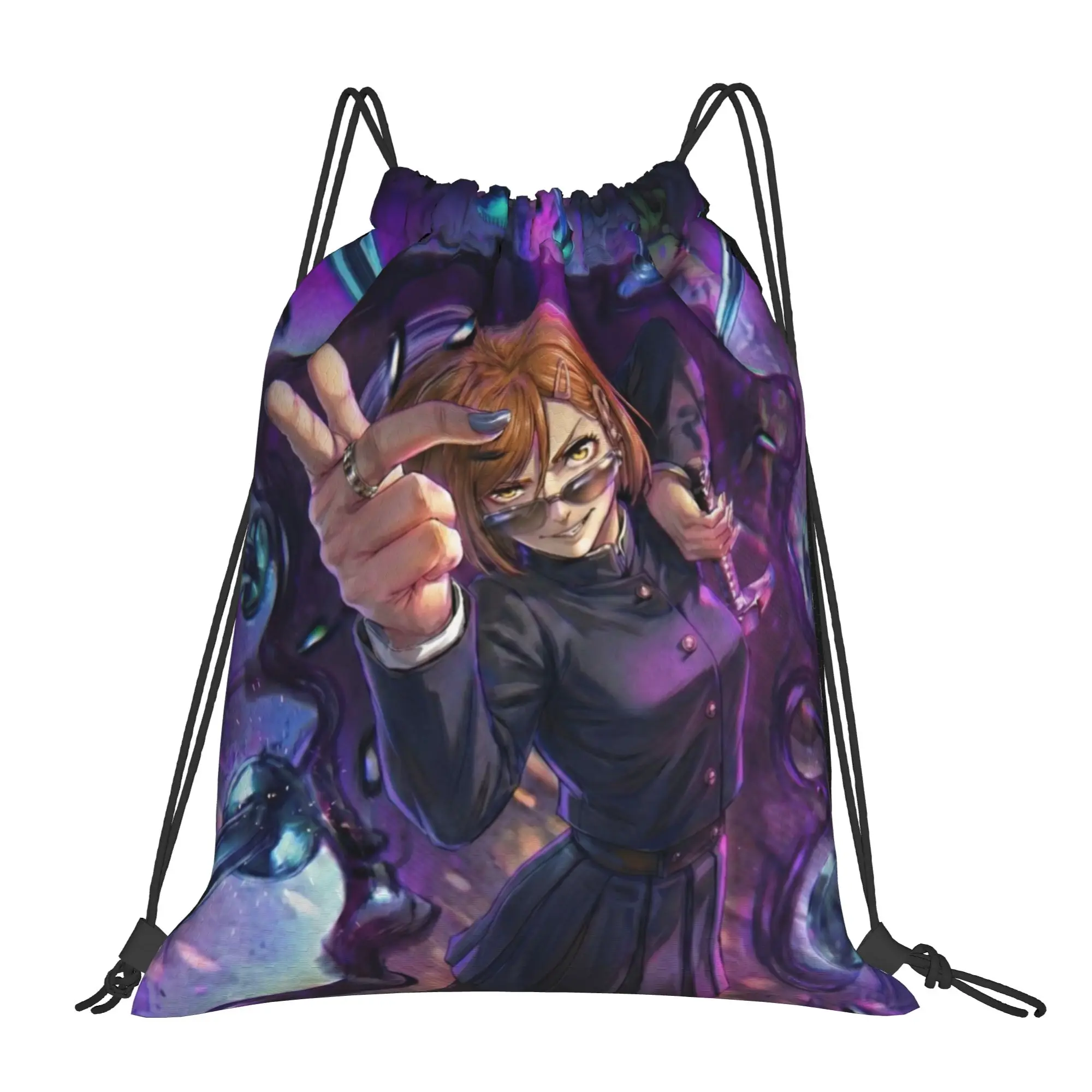 Nobara Kugisaki (7) Bolsas con cordón Jujutsu Kaisen, bolsa con cordón para gimnasio, unisex, para almacenamiento, organización, bolsa con cordón