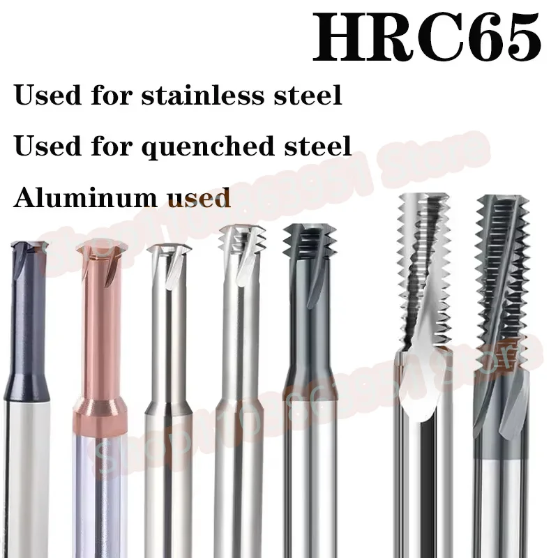 

65 Degree CNC Hard Alloy Thread Milling Cutter 1 3 Full Teeth M1.2 M1.6 M2 M2.5 M3-M16 Aluminum/steel Thread Milling