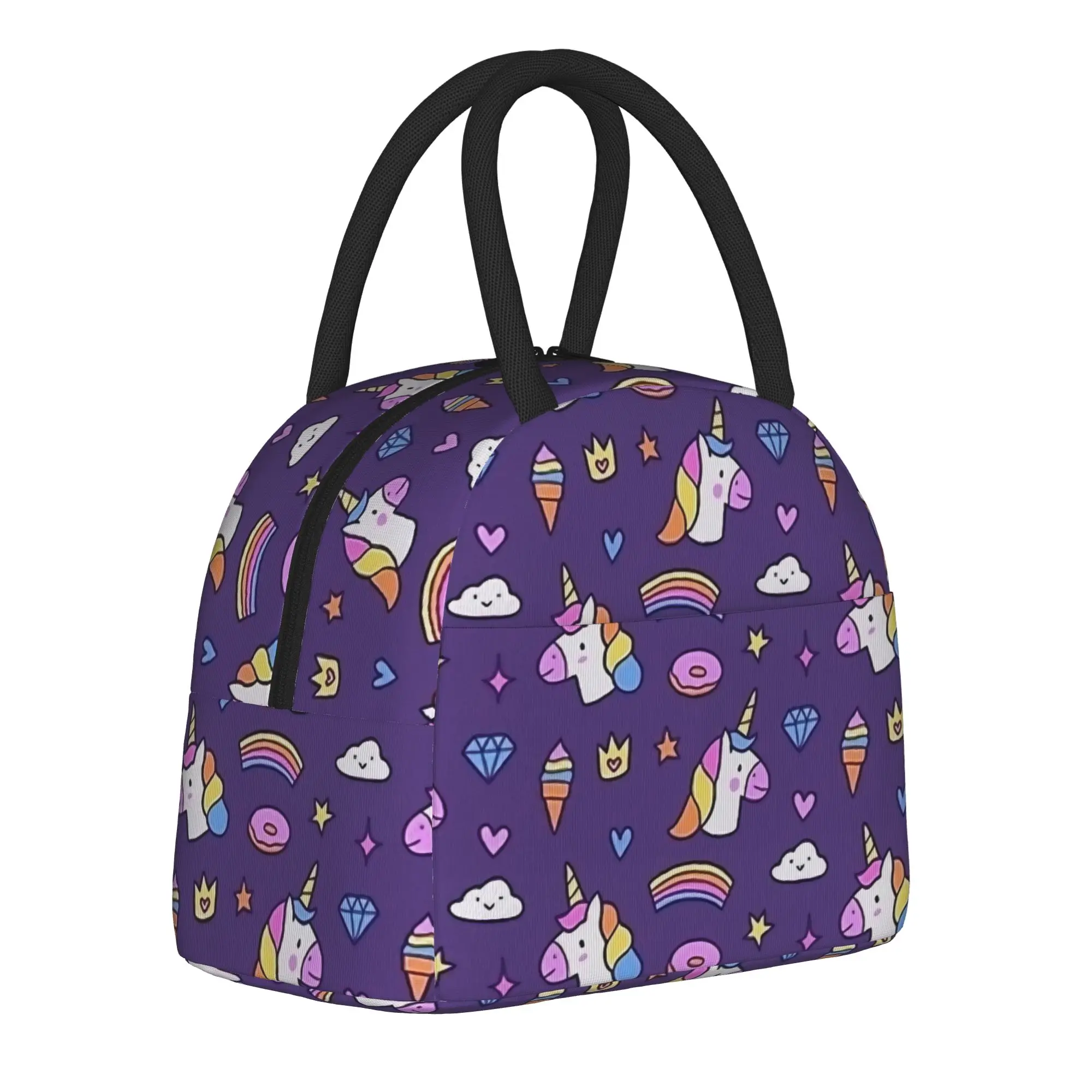 

Cartoon Cute Unicorn Insulated Lunch Bag Cooler Bag Lunch Container Portable Lunch Box Tote for Men Women College Travel