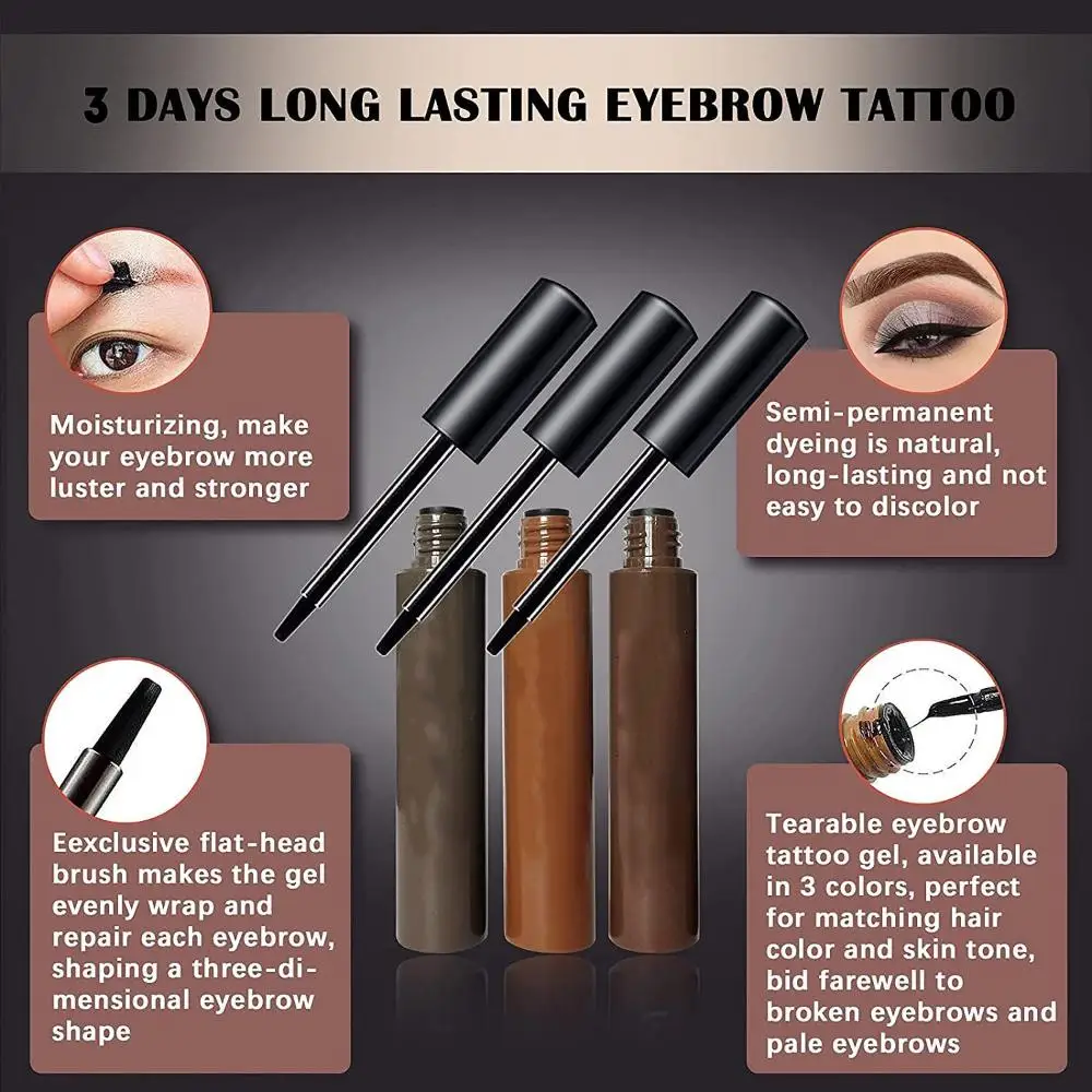 Wenkbrauw Tint Waterproof Wenkbrauw Tattoo Langdurige Tint Wenkbrauw Gel Natuurlijke Kleur Peel Off Tattoo Wenkbrauw Gel