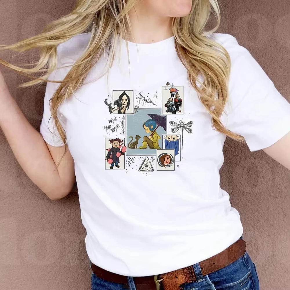 

Coraline Movie T-Shirt Halloween Shirt Horror Movie Coraline Fan Fantasy Film T-Shirt Cartoon Character Shirt Family Gift Summer