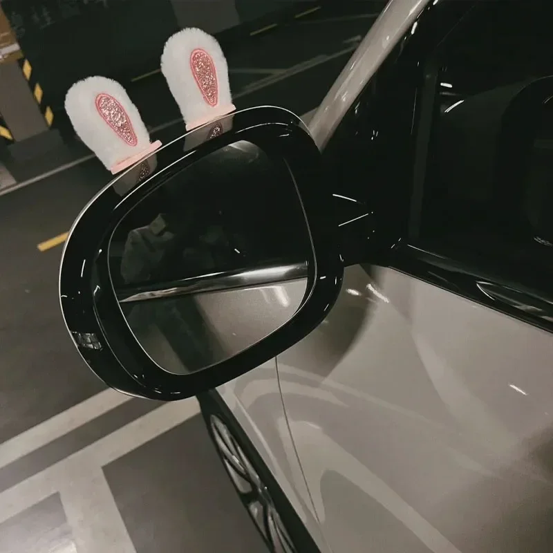 

Cute Rabbit Ear Car Rearview Mirror Decor, Fluffy Plush Auto Mirror Accessories, Adorable Bunny Ears for Car Styling Accessories