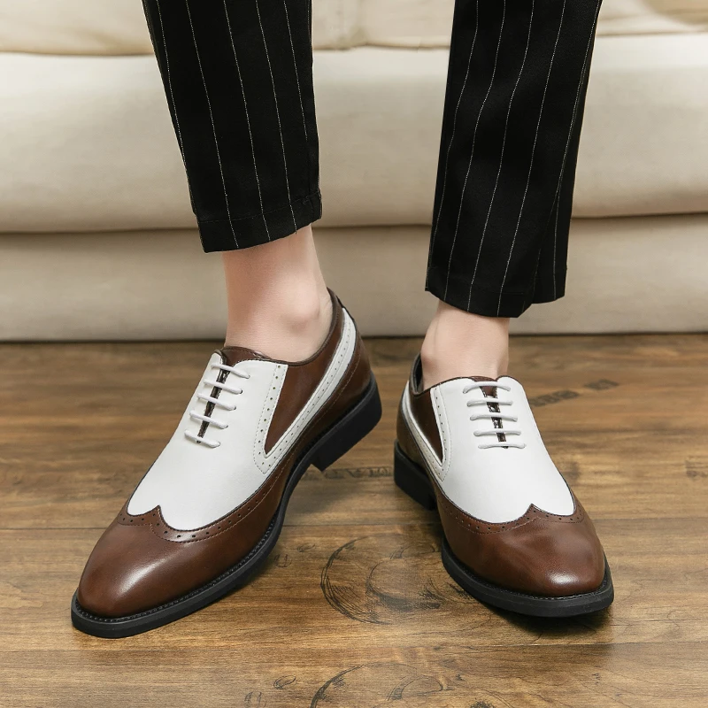 Dopamine Bag Style British Block Shoes Classic Color Blocking High-quality Business Formal Lace Up Shoes Height Increasing Shoes