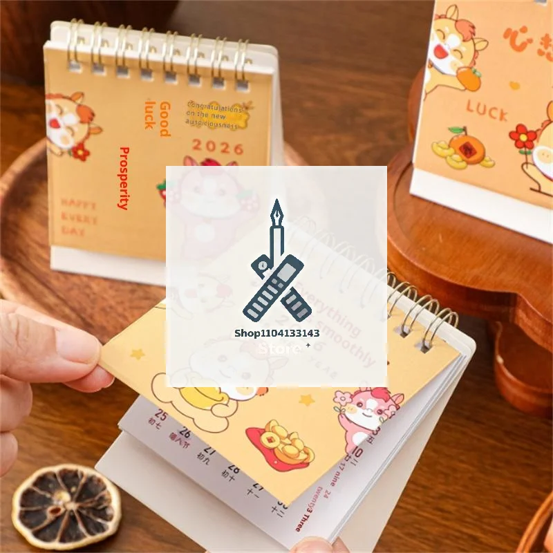 

Портативные мини-календари на 2026 год лошади, креативные настольные дорожные календари, милый календарь с рисунком пони, настольный декор, украшения