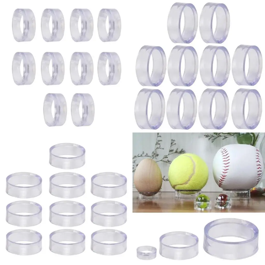 

R6FE 10Pcs Baseball Stands Plastic Round Display Stand Clear Rings Plastic Display Holders Sphere Stand for Baseball Tennis