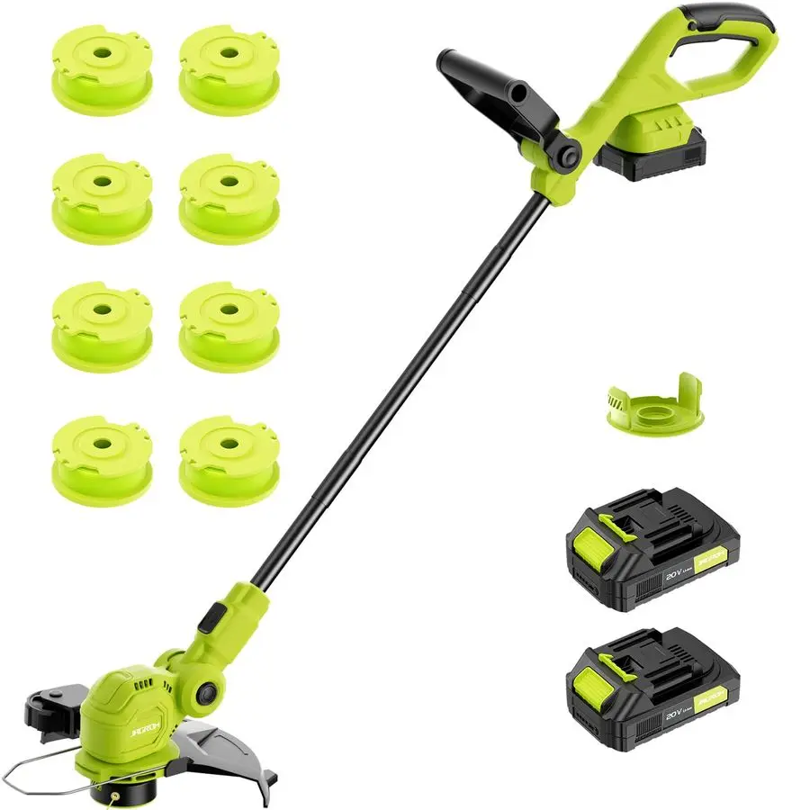 

12inch 20V Cordless String Trimmer with Charger, 2 X 2.0Ah Battery Powered with Auto Line Feed, Lawn Edger with 8 Pcs Grass Cut