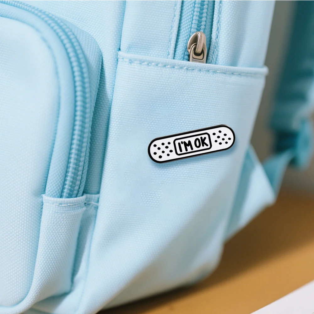 أنا موافق الضمادات المينا بروش لطيف الرعاية الذاتية التلبيب دبوس الفكاهة الصحة العقلية العافية تحت عنوان هدية شارة اكسسوارات جمع #5