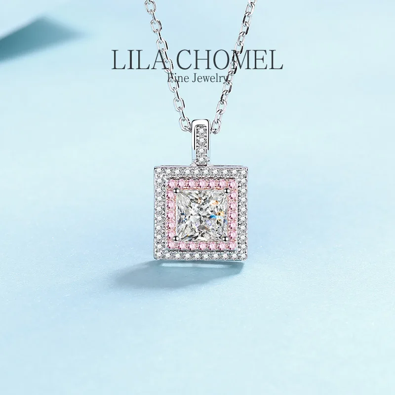 

New square PT950 Platinum 1Ct Moissanite Diamond Pendants Popular Female Sweet Temperament Necklace for party like women wedding