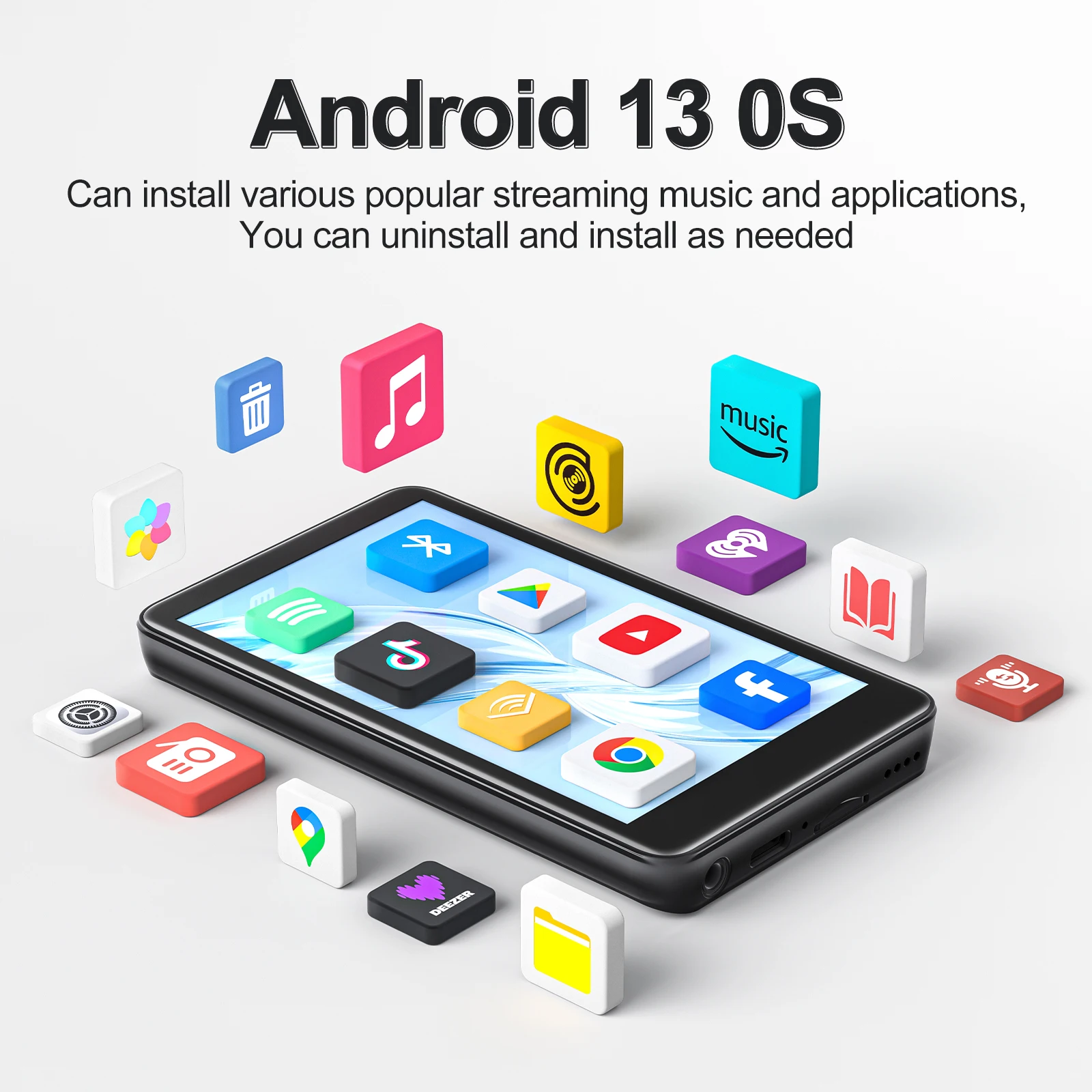 160 GB Android 13 MP3 MP4 Player mit WLAN, Bluetooth, 4 Zoll Touchscreen, HiFi, verlustfreier Wiedergabe, FM-Radio, Sprachaufzeichnung, bis zu 1 TB TF-Karte, Geschenk – Detail 4