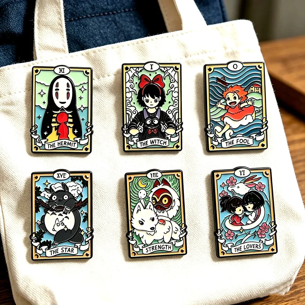 6pcs Anime Animal Enamel Brooch Set Cartoon Cat Design Metal Pins Fashion Accessories for Backpacks Ideal Jewelry Gift for Girls