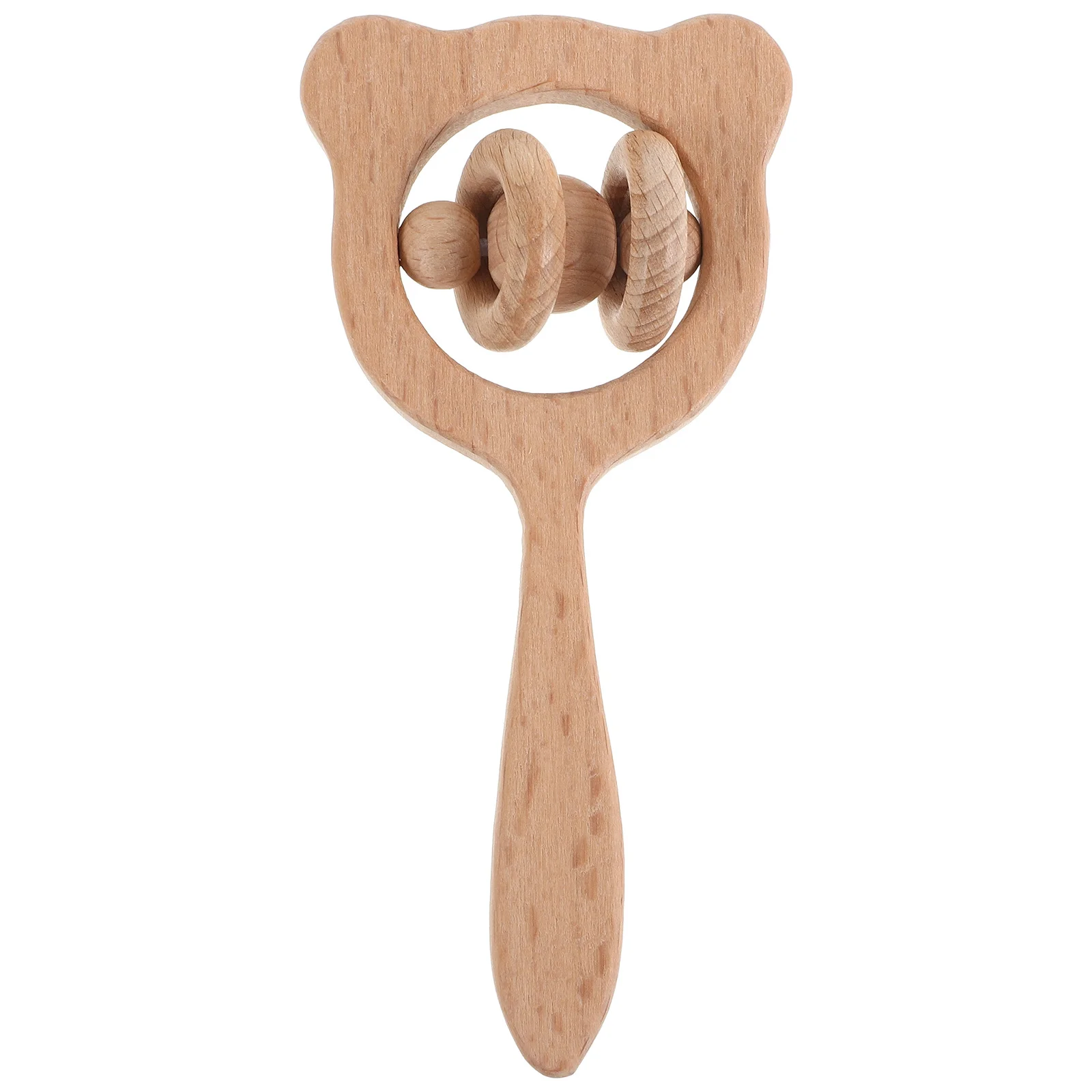 Sonajero de madera para bebé, sonajero multifuncional con forma de mano, sonajero mordedor para bebé, sonajeros de anillo de madera Montessori para bebés