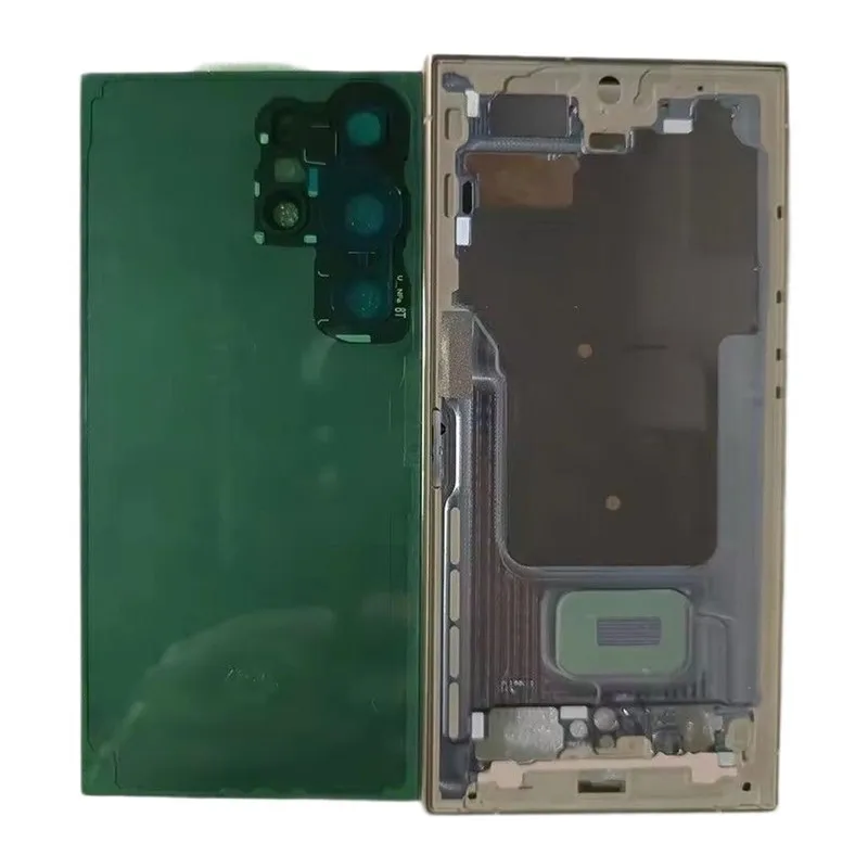 Full Housing Case For Samsung Galaxy S24 Ultra Middle Frame + Glass Battery Back Cover Rear Door With Camera Lens Repair Parts