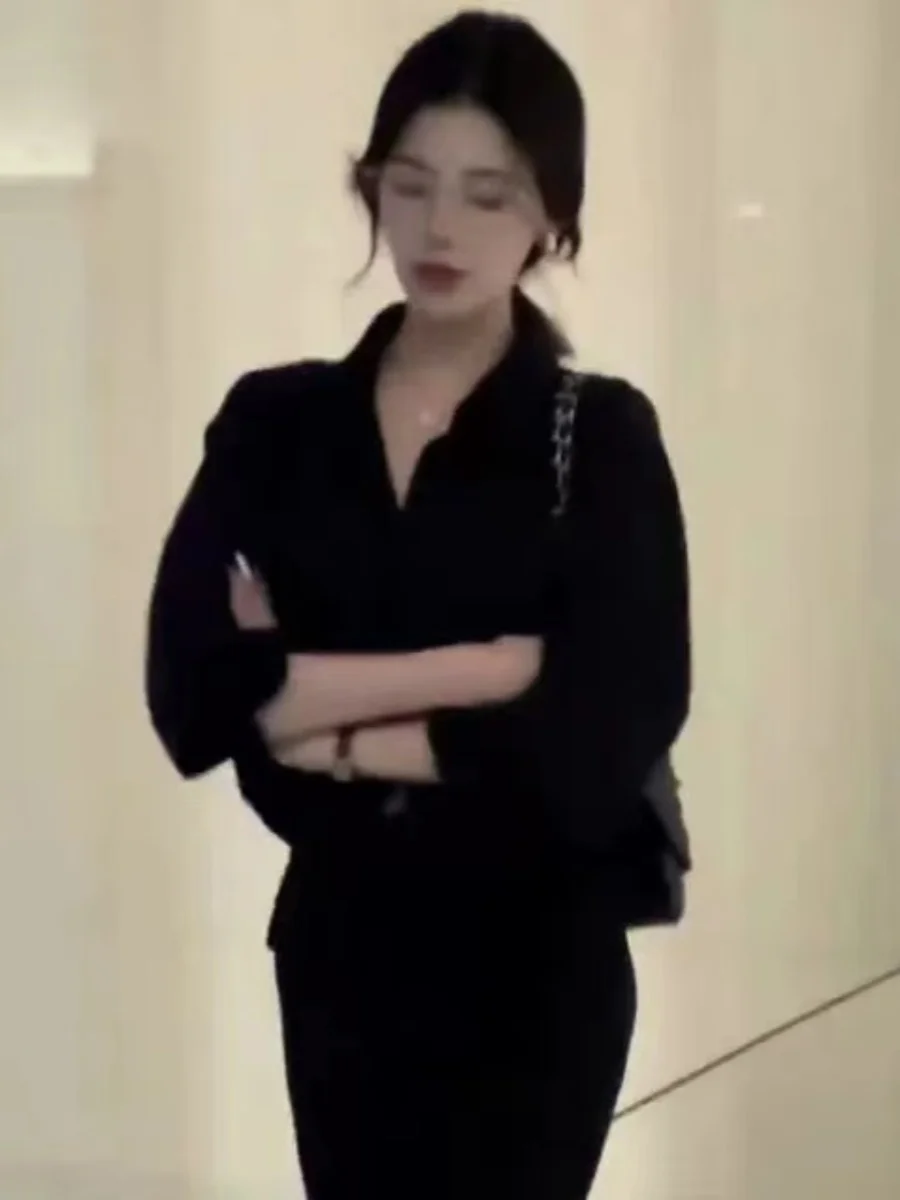 Colletto Ele Lungo Sve irt Design ampio da donna Autunno Bla Faionable oulder Bore Cardigan Sle Poliestere