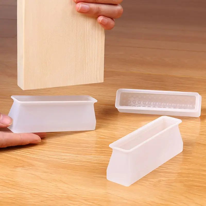 4PCS/Set Furniture Silicone Protection Cover for Bed Legs, Rectangle Leg Caps Furniture Leg Silicone Floor Slip Bottom Pad