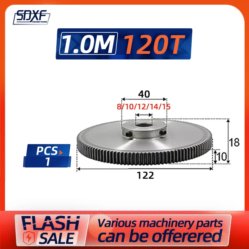 

1Modulus 120 Teeth Inner Hole 8/10/12/14/15mm Gear Boss Gear Standard Inner Hole 2PCS M5 Screw Fixed more Stable Transmission