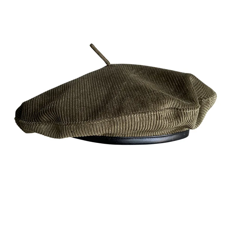 Elegant Brimless Painter Beret, Striped Versatile Hat & Solid Color Flying Saucer Cap