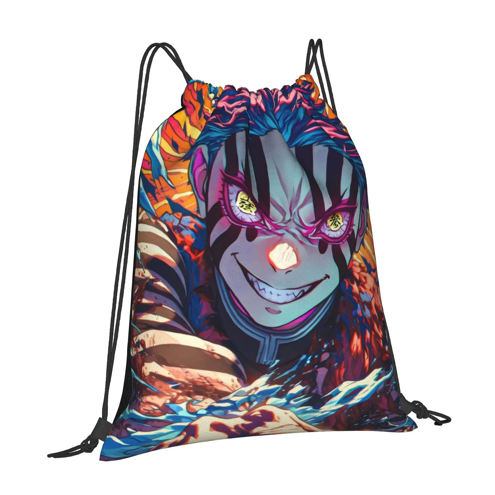 1 pc Upper Rank 3 Demon Slayer Print Drawstring Bags Men Women Storage Backpack Teenager Travel Bag