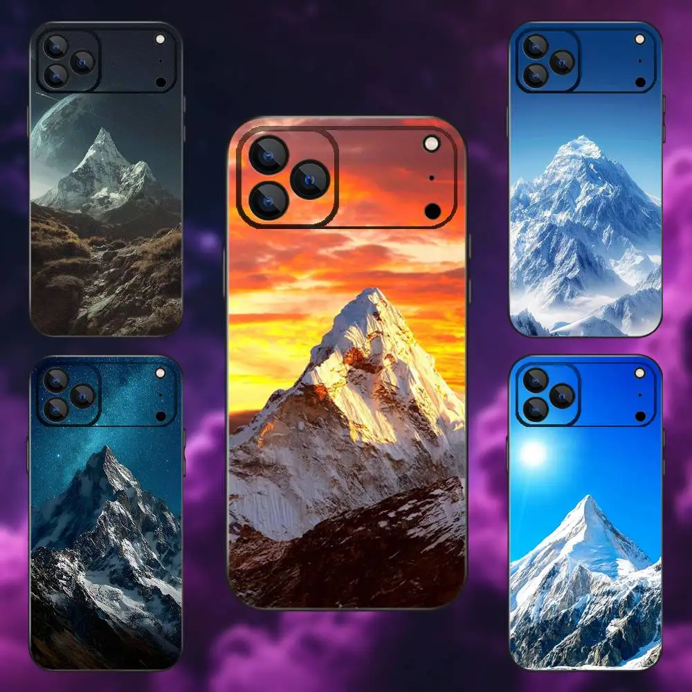 

Highest Peak Mount Everest Phone Case For iPhone 17,16,15,14,13,12,Pro,Max,Plus,E,SE4,Air,Mini Black Soft Box