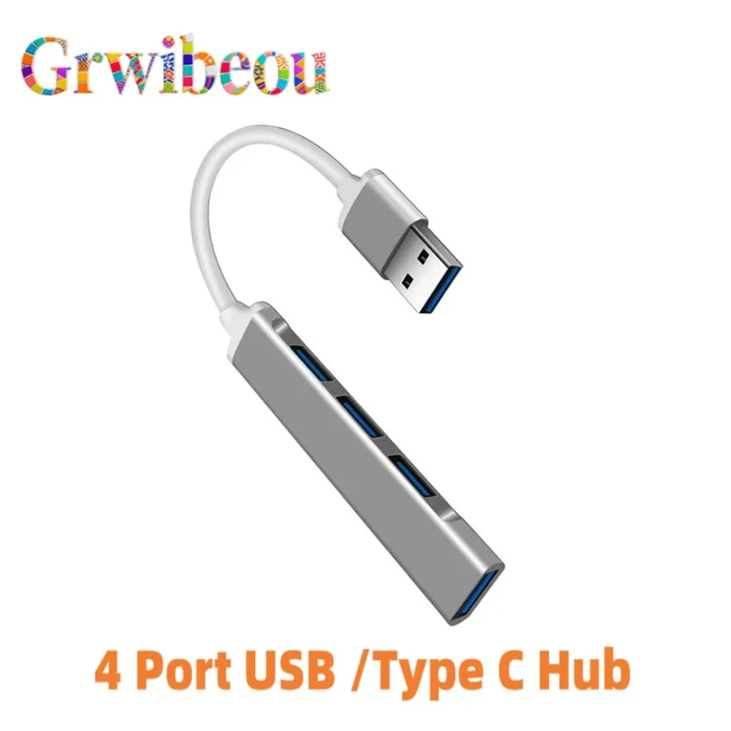 

4 Port USB 3.0 /Type C Hub Splitter Adapter High Speed 5Gbps OTG for MacBook Pro 13/15 Air Xiaomi Huawei PC&Computer Accessories