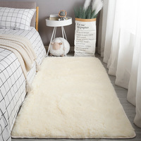 Beige Shaggy Carpet Silk Velvet Rectangle Bedroom Carpet Cozy Rug For Living Room Plush Upholstery Kid Fluffy Blanket Decoration