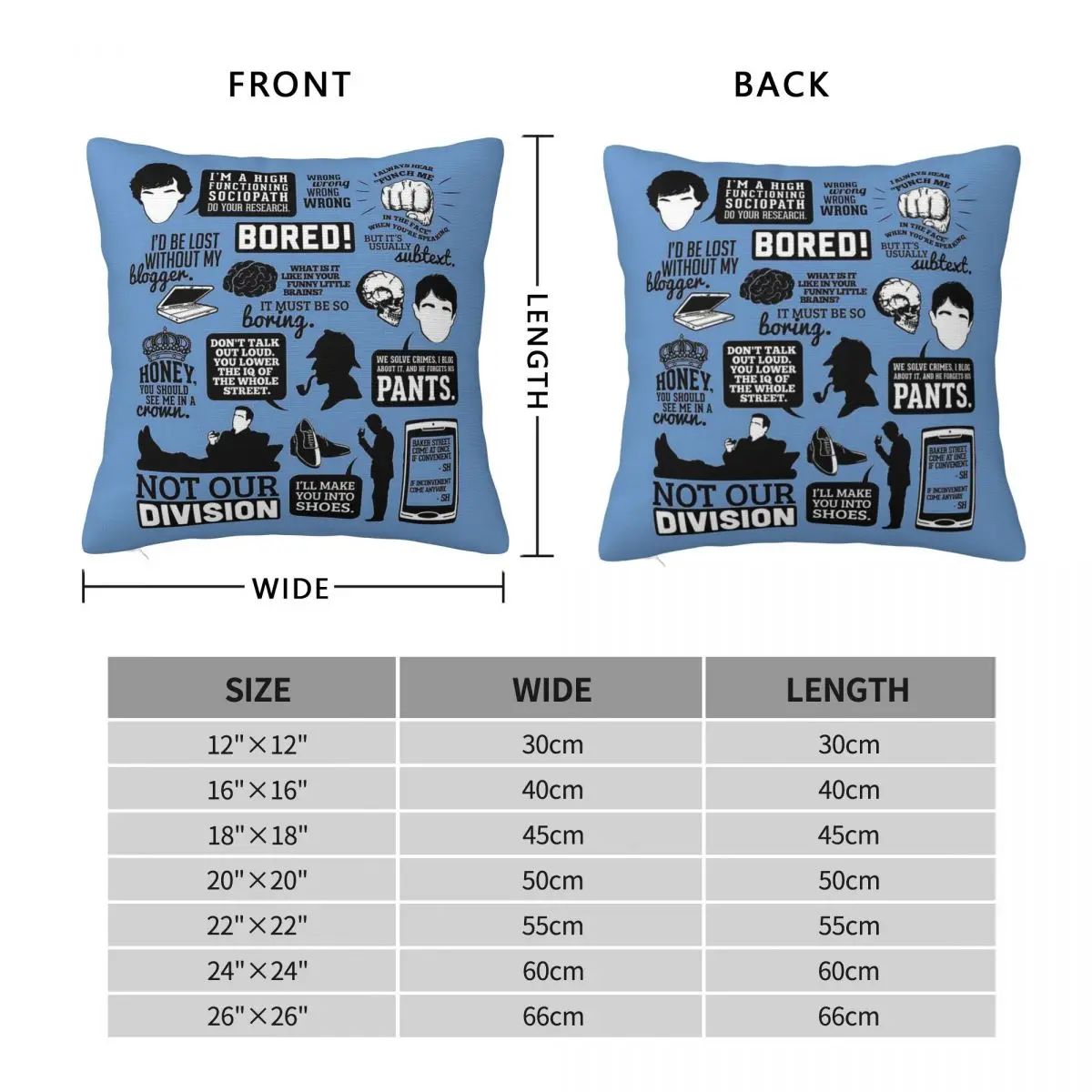 Sherlock I'D Be Lost Without My Blogger Square Pillowcase Polyester Linen Velvet Printed Zip Room Cushion Case Wholesale 45x45