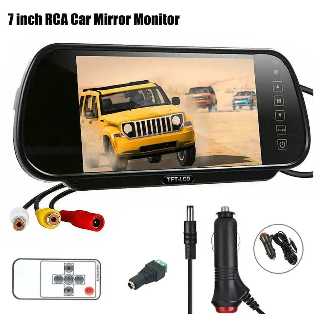

7" TFT LCD Mirror Monitor RCA Video Input For Car Rear View Backup Camera Kit