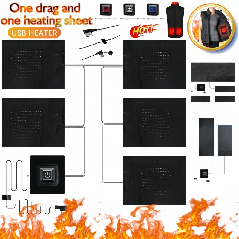 ورقة التدفئة الكهربائية قماش مقاوم للماء سترة سخان منصات 3 والعتاد منصات حرارية قابلة للتعديل لتقوم بها بنفسك الملابس الحرارية للتخييم التنزه