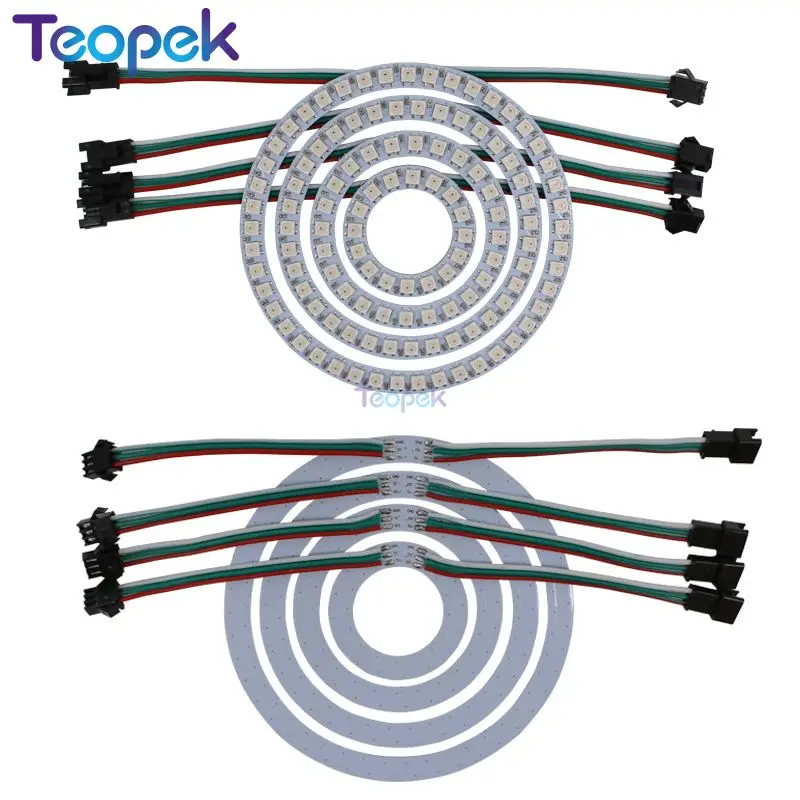 Anneau de pixels LED intégré, WS2812B, adressable, 8, 16, 24, 35, 45LED, 5050 RVB, anneau de diode, IC