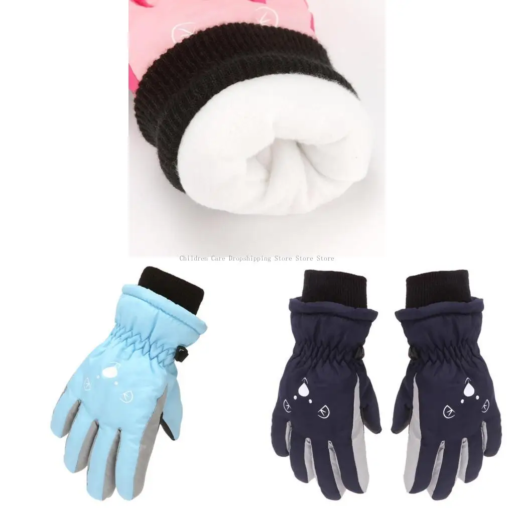 

Children Skiing Cycling Gloves Toddler Thick Warm Mittens Waterproof Windproof Outdoor Sports Bear Face Gloves