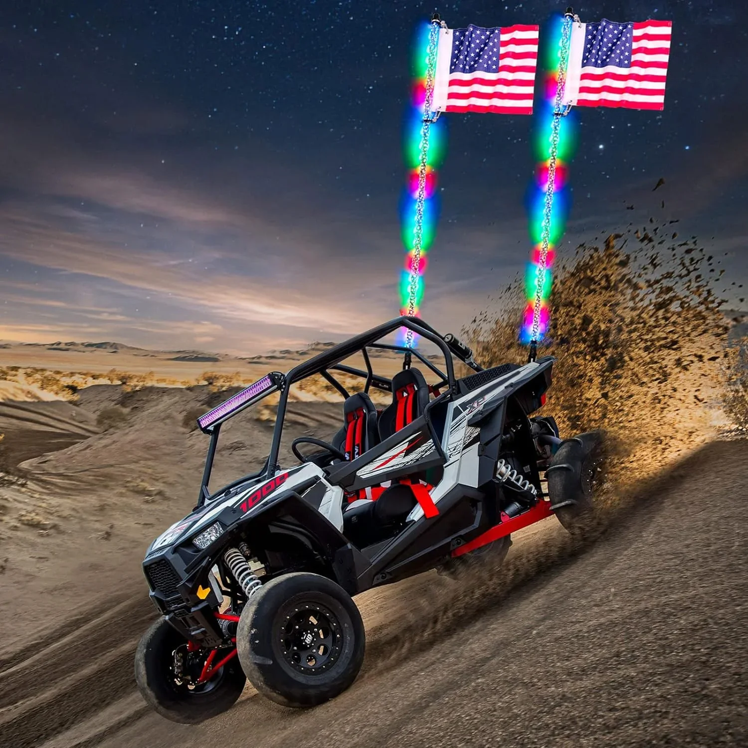 Whip Light Remote App Control Stop Turn Reverse Lamp Safety Antenna Lighted Whips for ATV UTV Polaris RZR Can-am Dune Buggy Jeep