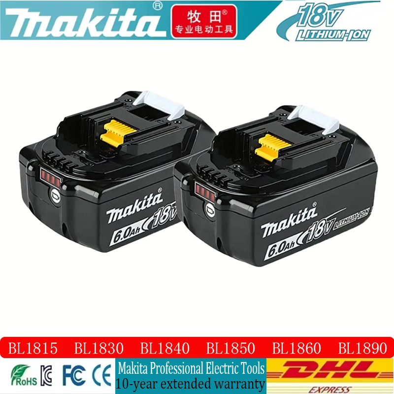 

Original Makita 18V 3Ah/5Ah/6Ah Rechargeable Power Tool Battery, Replaceable LED Lithium-ion, LXT BL1860 BL1840L1850 BL1830