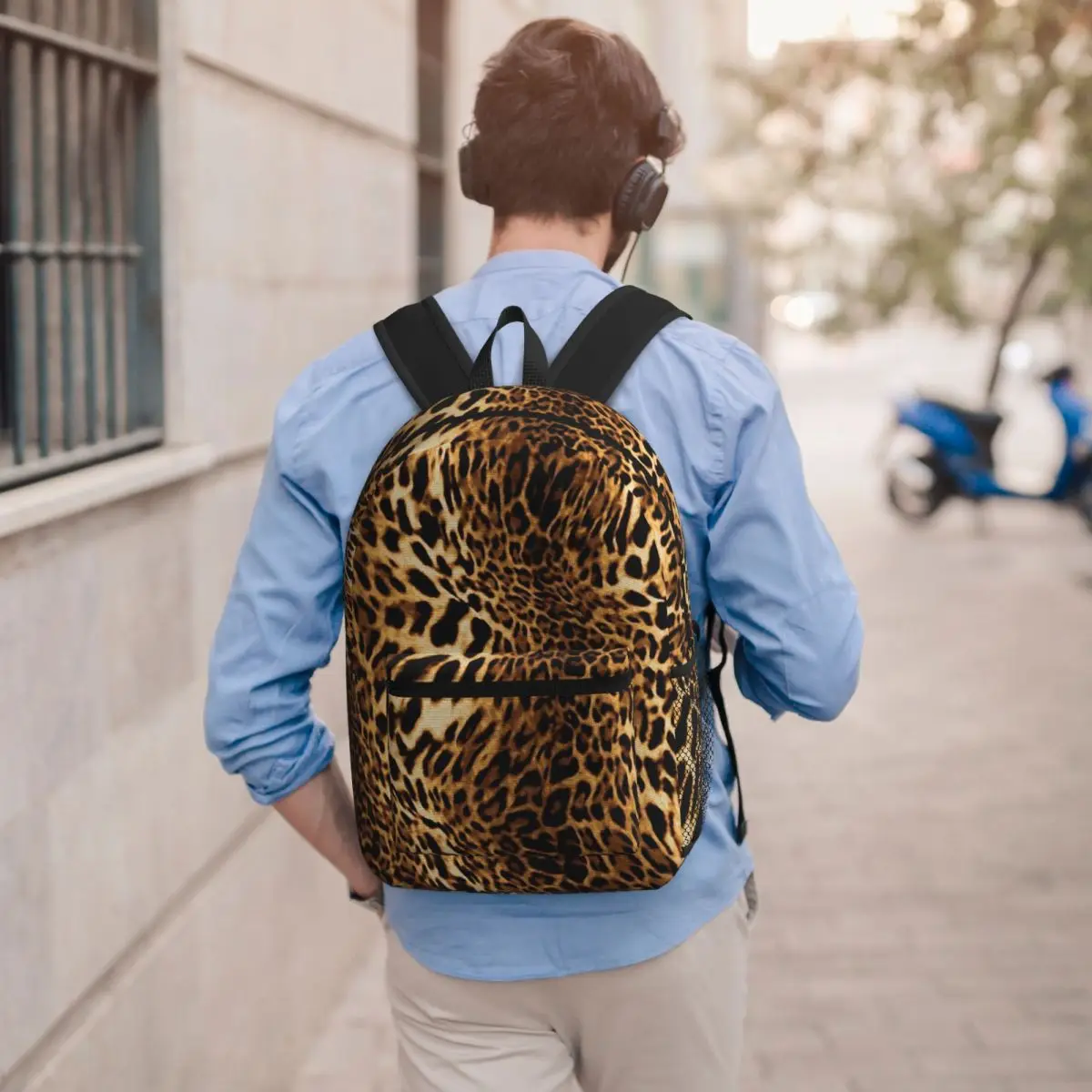 

Leopard Skin Backpack Student BookBag Kids School Bag Laptop Shoulder Bags for Men Women