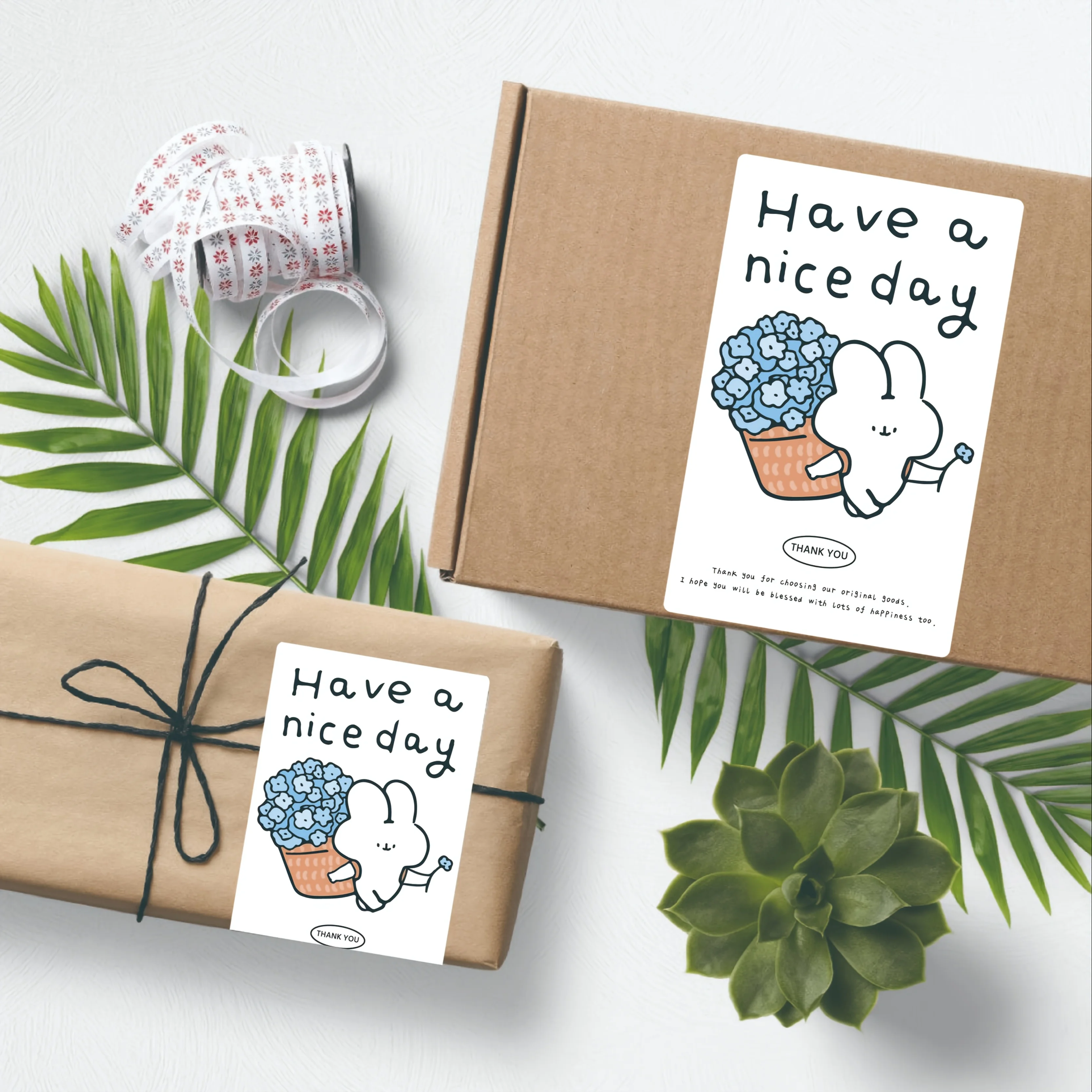 

200pcs/Roll "Have a Good Day" Thank You Stickers, Flower Pattern Stickers, Exquisite Gift Packaging, Etc.