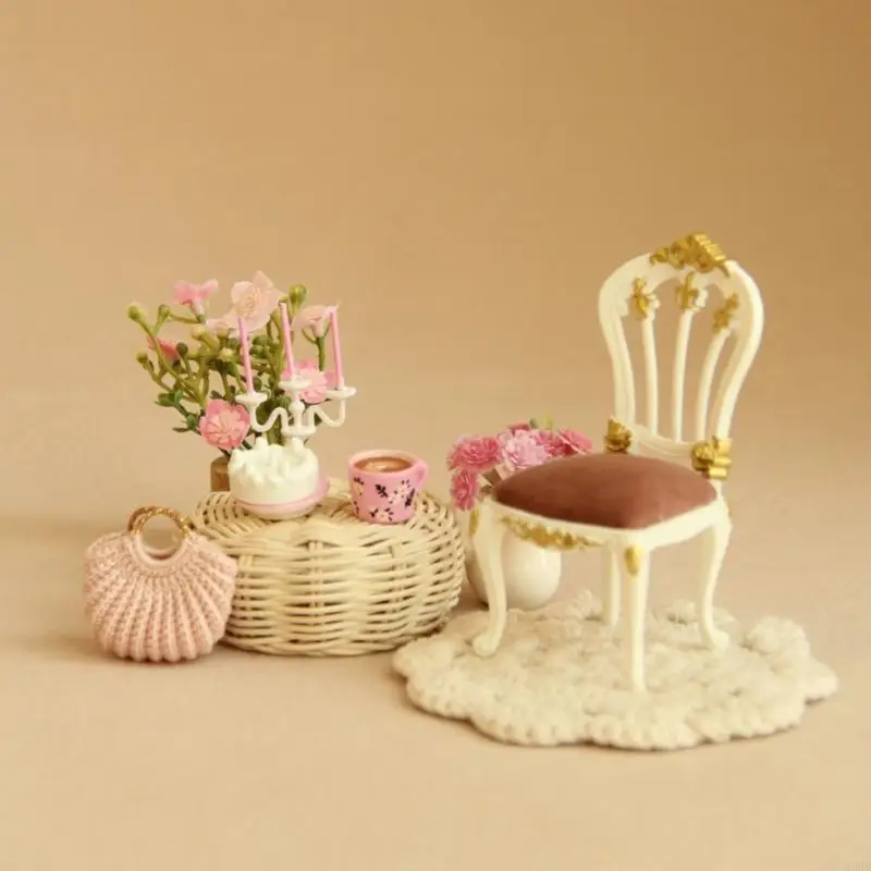 

Traditional Mini Dining Chair For Dollhouses Dolls 1/12 Scale Small Accessory L8RB