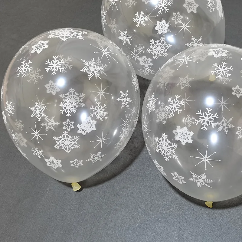 10Pcs Snowflake Birthday Balloons 12inch Snow Frozen Snowflakes Transparent Balloons Birthday Decoration Christmas Party Decor