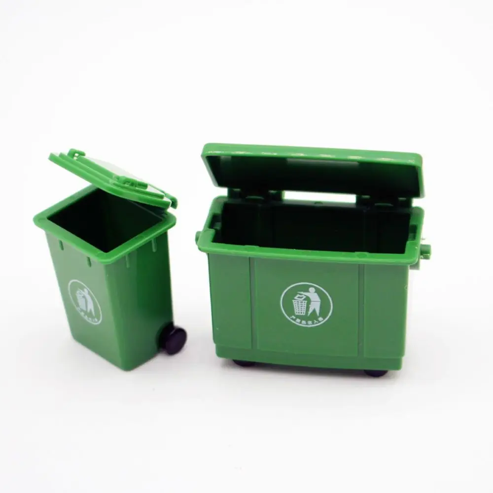 Toy Model Dollhouse Miniature Trash Can Trendy Home Decor Plastic Mini Trash Cans Model Dollhouse Garbage Cans Girls