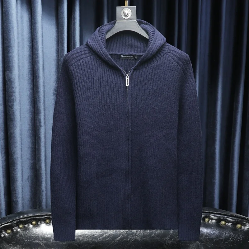 

2025 New American High Street Men's Hoodie Woolen Sweater Thiened oulder Sve Casual Faion Urban Sle Spring Autumn