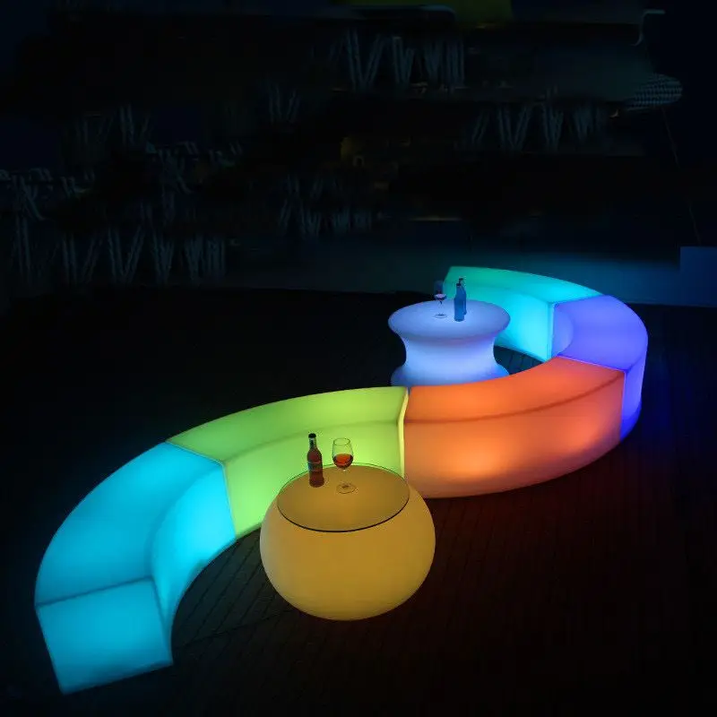 الإبداعية 16 ألوان تغيير Led الإضاءة منحني بار البراز في الهواء الطلق البلاستيك مقاعد الفناء قابلة للشحن ملهى ليلي الطعام الكراسي #5