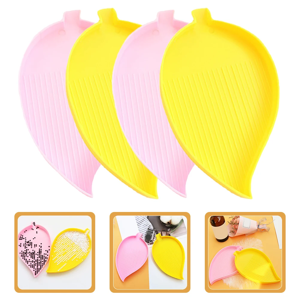 4pcs Plastic Trays Rhinestone Sorting Trays Bead Storage Containers Jewelry Making Tool Kit For Diy Diamond Art Nail Decorations